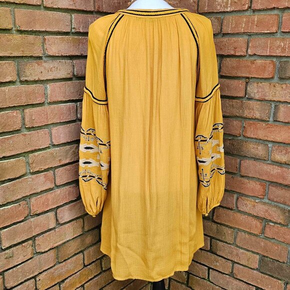 COPY - Dress. Mustard Yellow. Black & White Embroidery. Blu Pepper Brand. - Picture 6 of 13